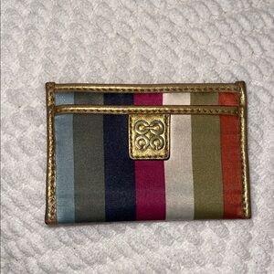 Coach Multicolor Striped Card Holder with Gold Trim
